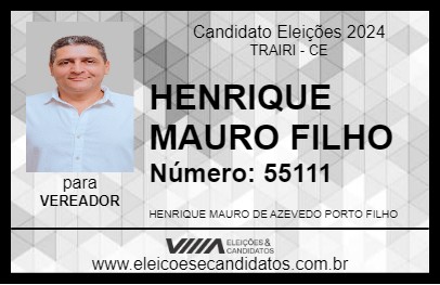 Candidato HENRIQUE MAURO FILHO 2024 - TRAIRI - Eleições