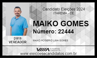 Candidato MAIKO GOMES 2024 - ITAREMA - Eleições