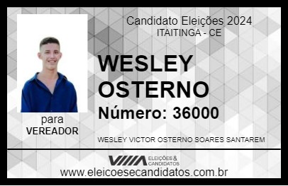 Candidato WESLEY OSTERNO 2024 - ITAITINGA - Eleições