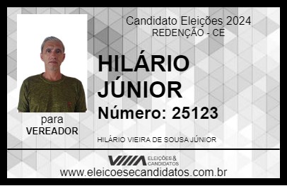 Candidato HILÁRIO JÚNIOR 2024 - REDENÇÃO - Eleições