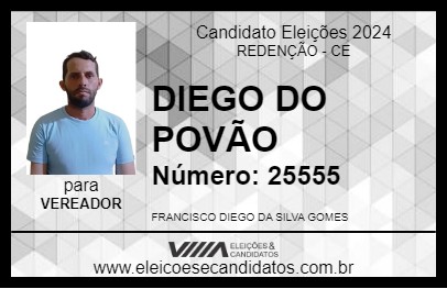 Candidato DIEGO DO POVÃO 2024 - REDENÇÃO - Eleições