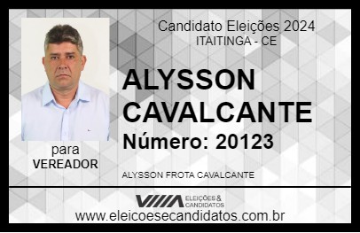 Candidato ALYSSON CAVALCANTE 2024 - ITAITINGA - Eleições