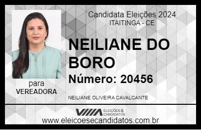 Candidato NEILIANE DO BORO 2024 - ITAITINGA - Eleições