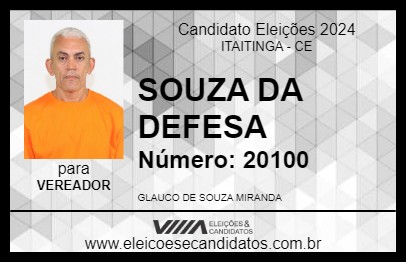 Candidato SOUZA DA DEFESA 2024 - ITAITINGA - Eleições