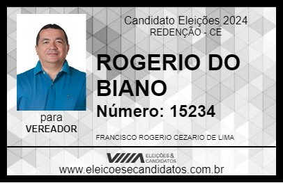 Candidato ROGERIO DO BIANO 2024 - REDENÇÃO - Eleições