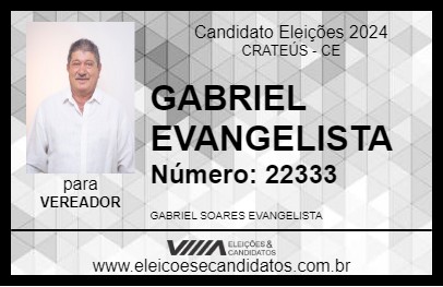 Candidato GABRIEL EVANGELISTA 2024 - CRATEÚS - Eleições