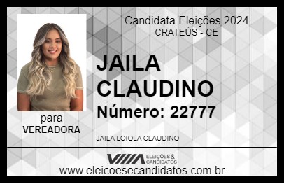 Candidato JAILA CLAUDINO 2024 - CRATEÚS - Eleições