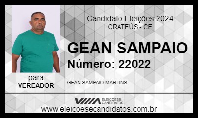 Candidato GEAN SAMPAIO 2024 - CRATEÚS - Eleições