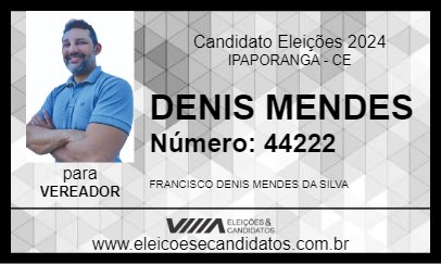 Candidato DENIS MENDES 2024 - IPAPORANGA - Eleições