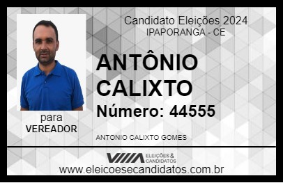 Candidato ANTÔNIO CALIXTO 2024 - IPAPORANGA - Eleições