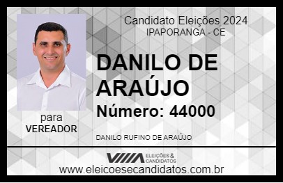 Candidato DANILO DE ARAÚJO 2024 - IPAPORANGA - Eleições