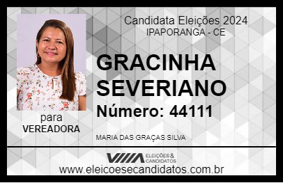 Candidato GRACINHA SEVERIANO 2024 - IPAPORANGA - Eleições