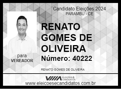 Candidato RENATO GOMES DE OLIVEIRA 2024 - PARAMBU - Eleições