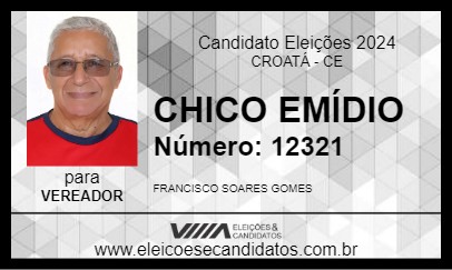 Candidato CHICO EMÍDIO 2024 - CROATÁ - Eleições