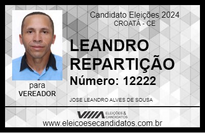 Candidato LEANDRO REPARTIÇÃO 2024 - CROATÁ - Eleições