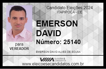 Candidato EMERSON DAVID 2024 - ITAPIPOCA - Eleições