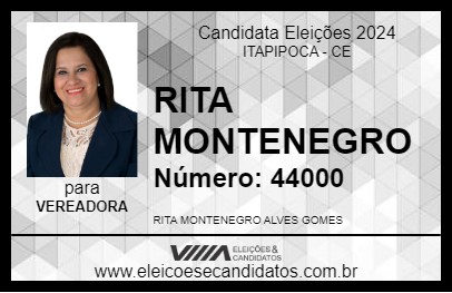 Candidato RITA MONTENEGRO 2024 - ITAPIPOCA - Eleições