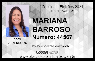 Candidato MARIANA BARROSO 2024 - ITAPIPOCA - Eleições