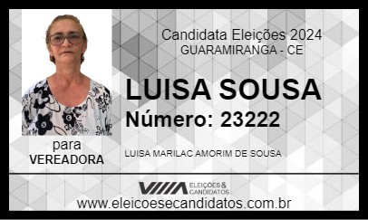 Candidato LUISA SOUSA 2024 - GUARAMIRANGA - Eleições