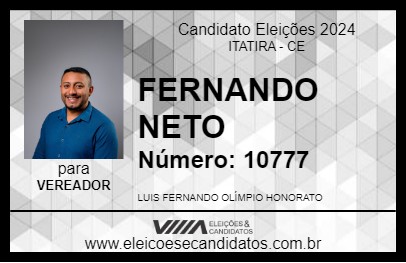 Candidato FERNANDO NETO 2024 - ITATIRA - Eleições