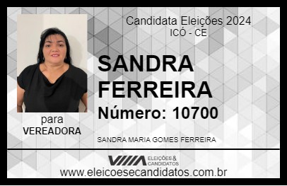 Candidato SANDRA FERREIRA 2024 - ICÓ - Eleições