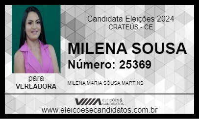 Candidato MILENA SOUSA 2024 - CRATEÚS - Eleições