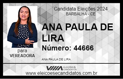 Candidato ANA PAULA DE LIRA 2024 - BARBALHA - Eleições