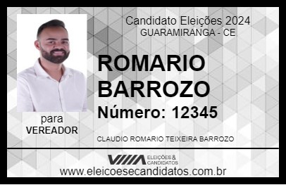 Candidato ROMARIO BARROZO 2024 - GUARAMIRANGA - Eleições