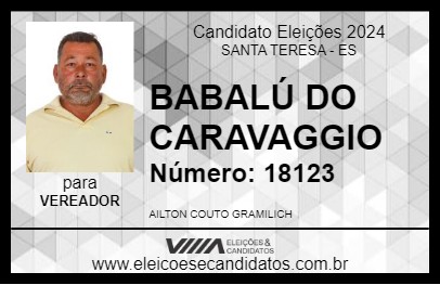 Candidato BABALÚ DO CARAVAGGIO 2024 - SANTA TERESA - Eleições