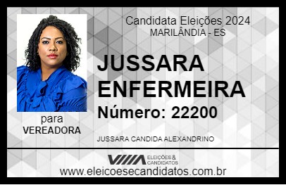 Candidato JUSSARA ENFERMEIRA 2024 - MARILÂNDIA - Eleições