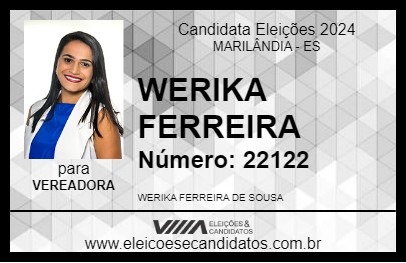 Candidato WERIKA FERREIRA 2024 - MARILÂNDIA - Eleições