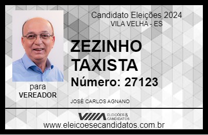 Candidato ZEZINHO TAXISTA 2024 - VILA VELHA - Eleições