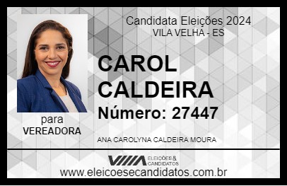 Candidato CAROL CALDEIRA 2024 - VILA VELHA - Eleições