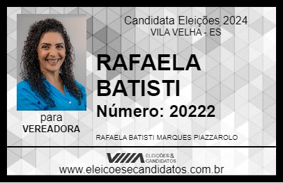 Candidato RAFAELA BATISTI 2024 - VILA VELHA - Eleições