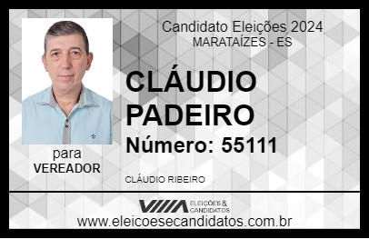 Candidato CLÁUDIO PADEIRO 2024 - MARATAÍZES - Eleições