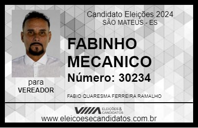 Candidato FABINHO MECANICO 2024 - SÃO MATEUS - Eleições