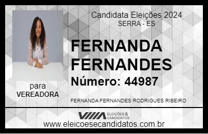 Candidato FERNANDA FERNANDES 2024 - SERRA - Eleições