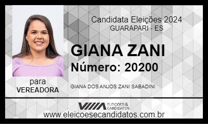 Candidato GIANA ZANI 2024 - GUARAPARI - Eleições