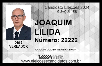 Candidato JOAQUIM LILIDA 2024 - GUAÇUÍ - Eleições