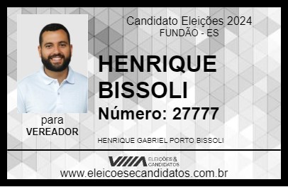 Candidato HENRIQUE BISSOLI 2024 - FUNDÃO - Eleições