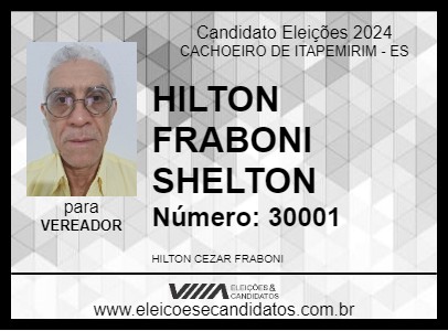 Candidato HILTON FRABONI SHELTON 2024 - CACHOEIRO DE ITAPEMIRIM - Eleições