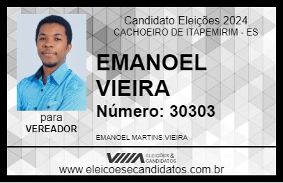 Candidato EMANOEL VIEIRA 2024 - CACHOEIRO DE ITAPEMIRIM - Eleições