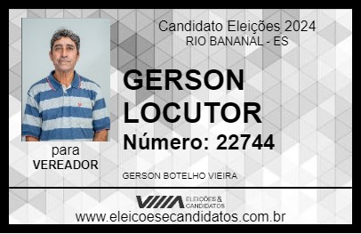 Candidato GERSON LOCUTOR 2024 - RIO BANANAL - Eleições