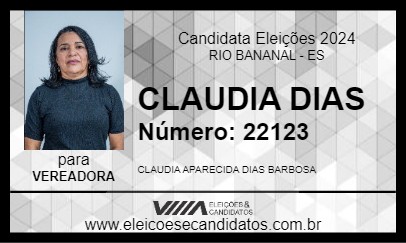 Candidato CLAUDIA DIAS 2024 - RIO BANANAL - Eleições