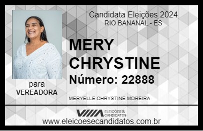 Candidato MERY CHRYSTINE 2024 - RIO BANANAL - Eleições