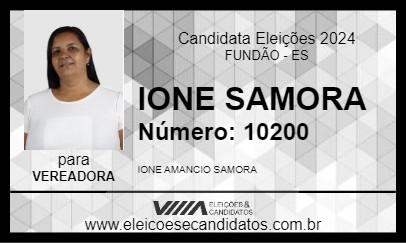 Candidato IONE SAMORA 2024 - FUNDÃO - Eleições