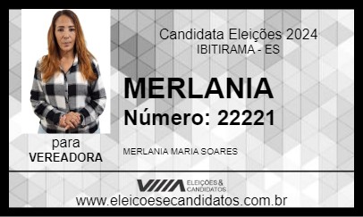 Candidato MERLANIA 2024 - IBITIRAMA - Eleições