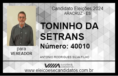 Candidato TONINHO RODRIGUES 2024 - ARACRUZ - Eleições