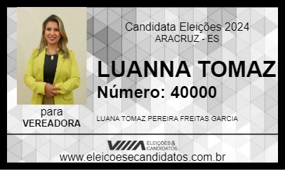 Candidato LUANNA TOMAZ 2024 - ARACRUZ - Eleições