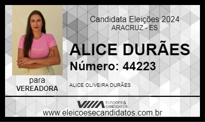 Candidato ALICE DURÃES 2024 - ARACRUZ - Eleições